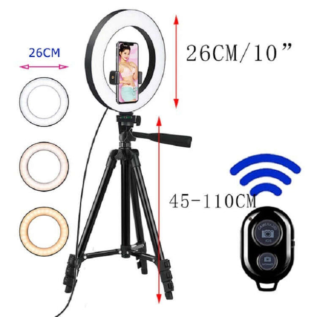 LED Selfie Photography Ring Light Tripod Makeup Light