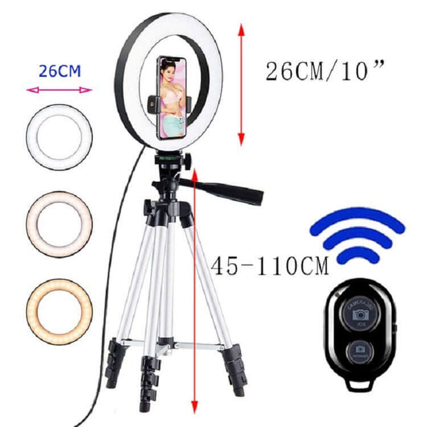 LED Selfie Photography Ring Light Tripod Makeup Light