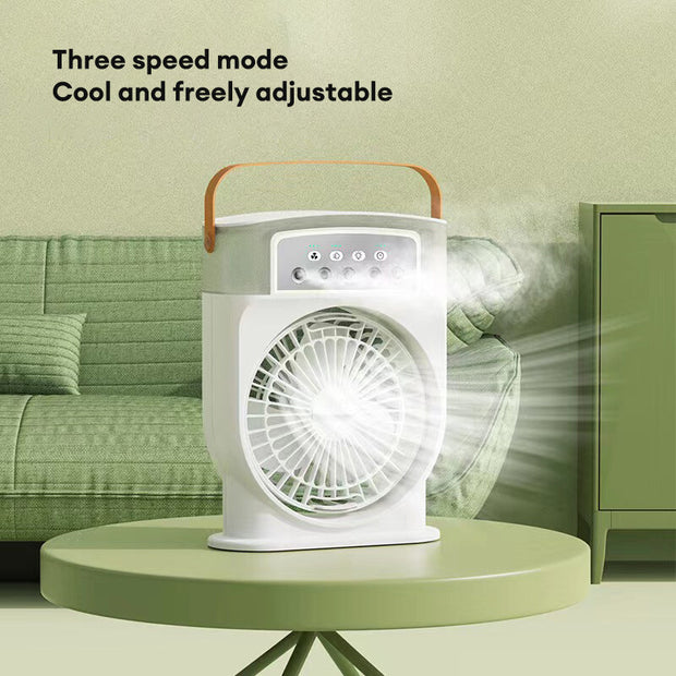 Portable USB Air Conditioner Cooling Fan With 5 Sprays 7 Color Light