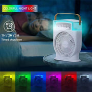 Portable USB Air Conditioner Cooling Fan With 5 Sprays 7 Color Light